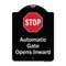 Signmission Designer Series-Stop Automatic Gate Opens Inward With Symbol, 24" x 18", BW-1824-9885 A-DES-BW-1824-9885 - alternate 1